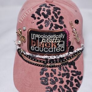 Handcrafted Bling Patch Hat | Leopard Print | Suede